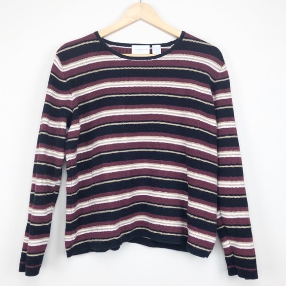 VTG Liz Sport Cotton Striped Sweater (M) - Picture 1 of 9